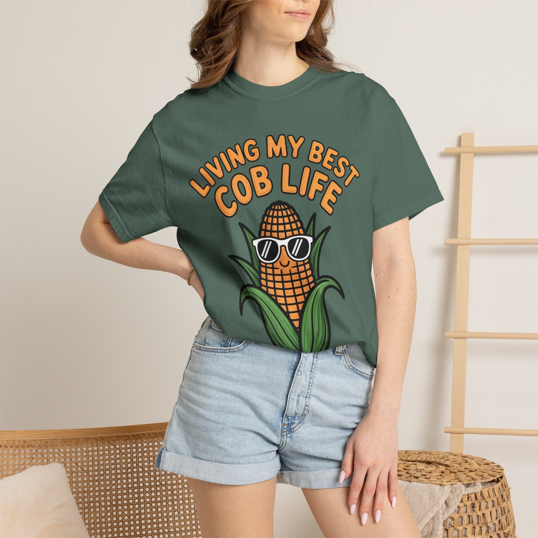 Funny Corn Shirt, Living My Best Cob Life T-Shirt, Cute Corn Sunglasses Tee, Vegetable Lover Gift, Funny Food Shirt
