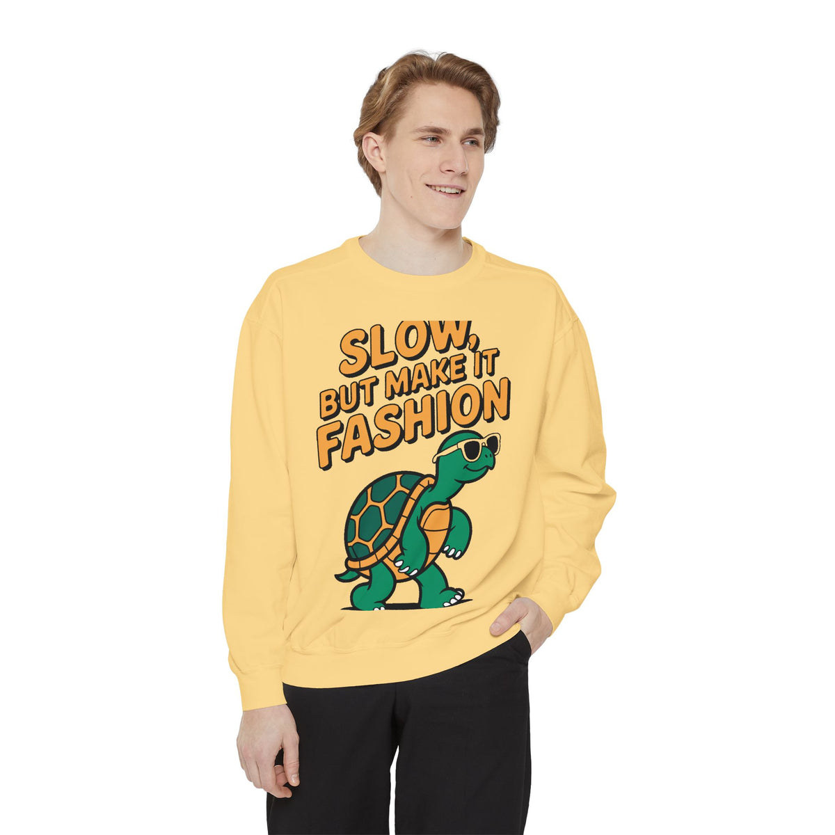 Funny Turtle Sweatshirt, Slow But Make It Fashion Crewneck, Cute Sunglasses Turtle Sweater, Retro Turtle Lover Gift