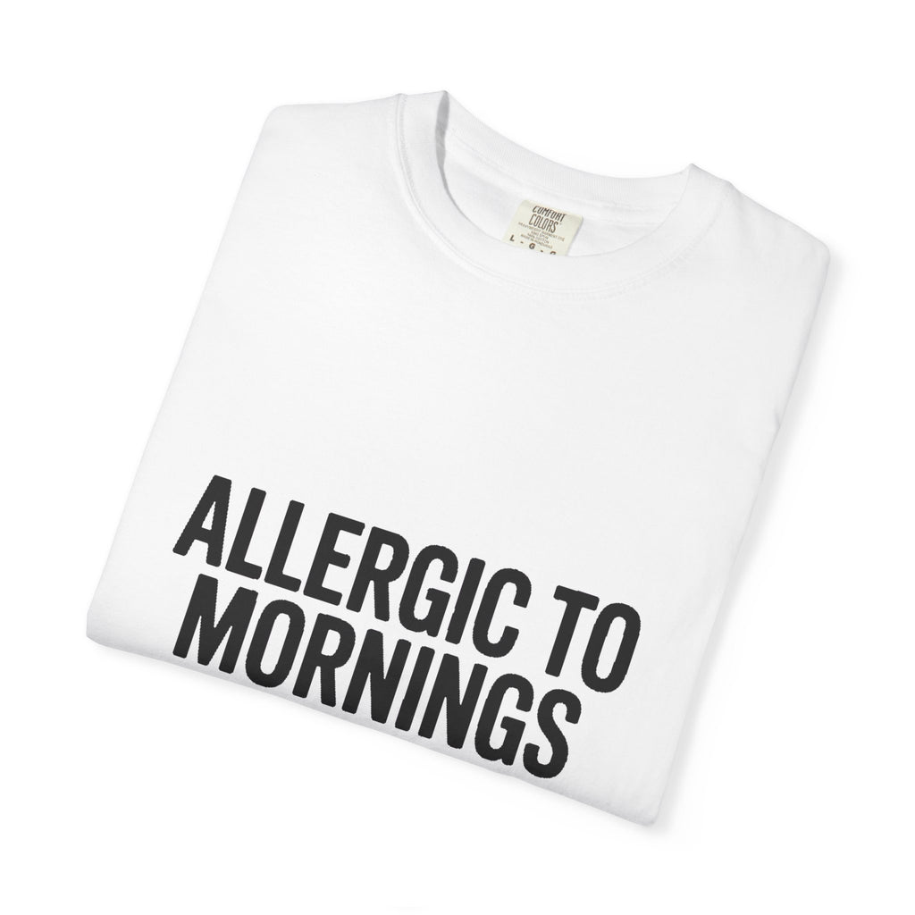 Allergic To Mornings And Small Talk Shirt, Funny Sarcastic T-Shirt, Introvert Gift, Bold Typography Tee for Coffee Lovers