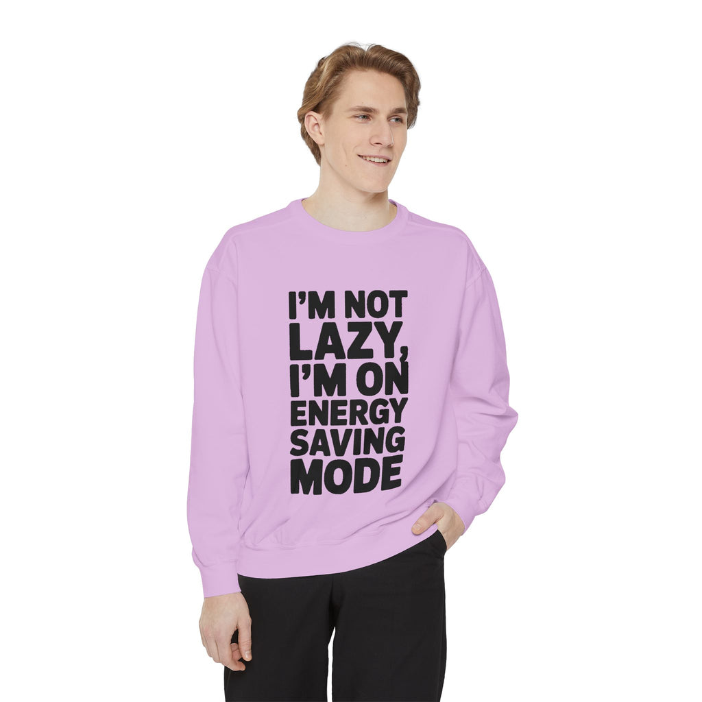 I'm Not Lazy I'm On Energy Saving Mode Sweatshirt, Funny Embroidered Crewneck, Sarcastic Quote Sweatshirt, Lazy Day Gift