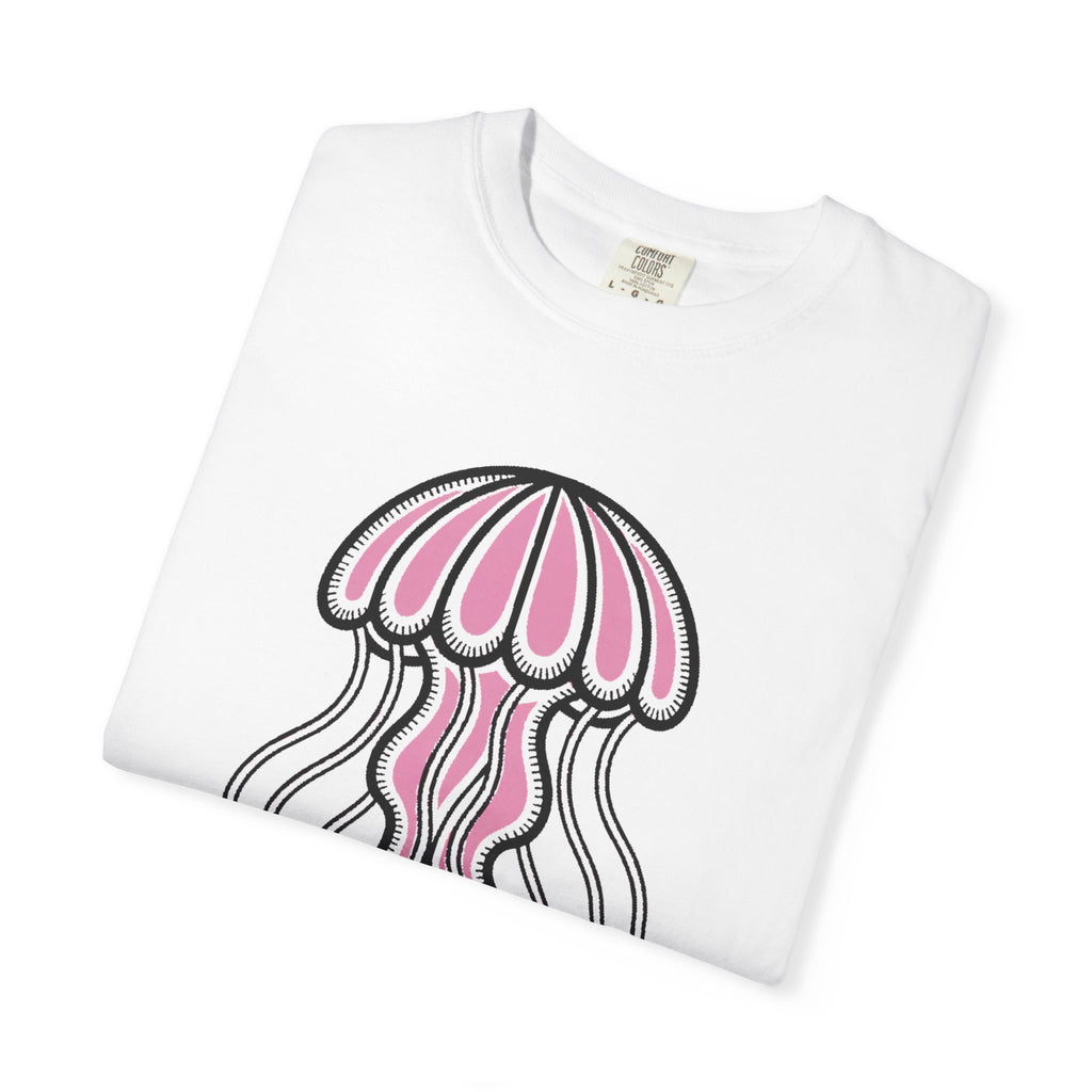 Cute Jellyfish T-Shirt, Glowing Jellyfish Graphic Tee, Ocean Lover Gift, Garment-Dyed Unisex Shirt for Beach and Aquarium Fans