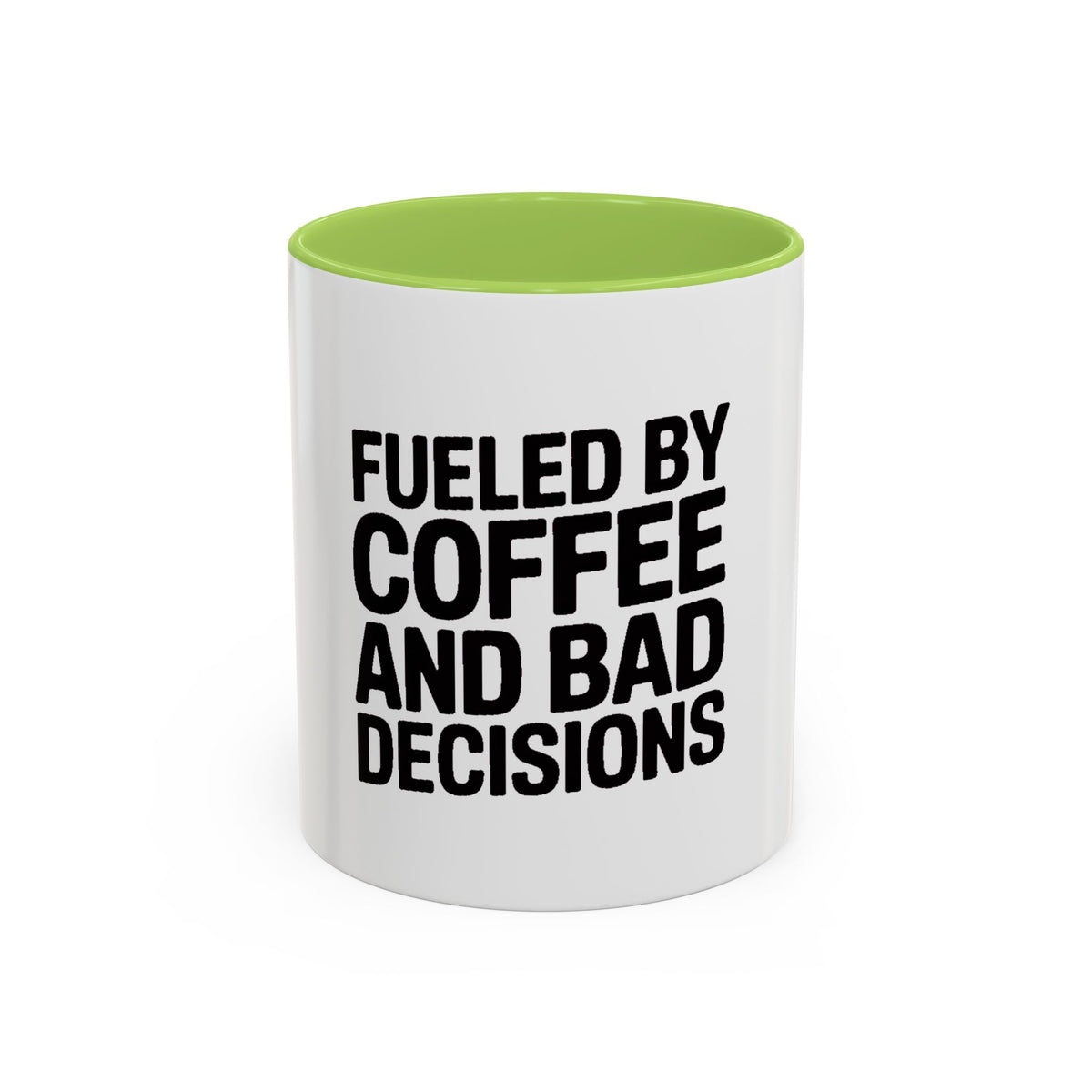 Fueled By Coffee And Bad Decisions Mug, Funny Sarcastic Coffee Cup, Bold Typography Mug, Coworker Gift, Sarcastic Coffee Lover Gift