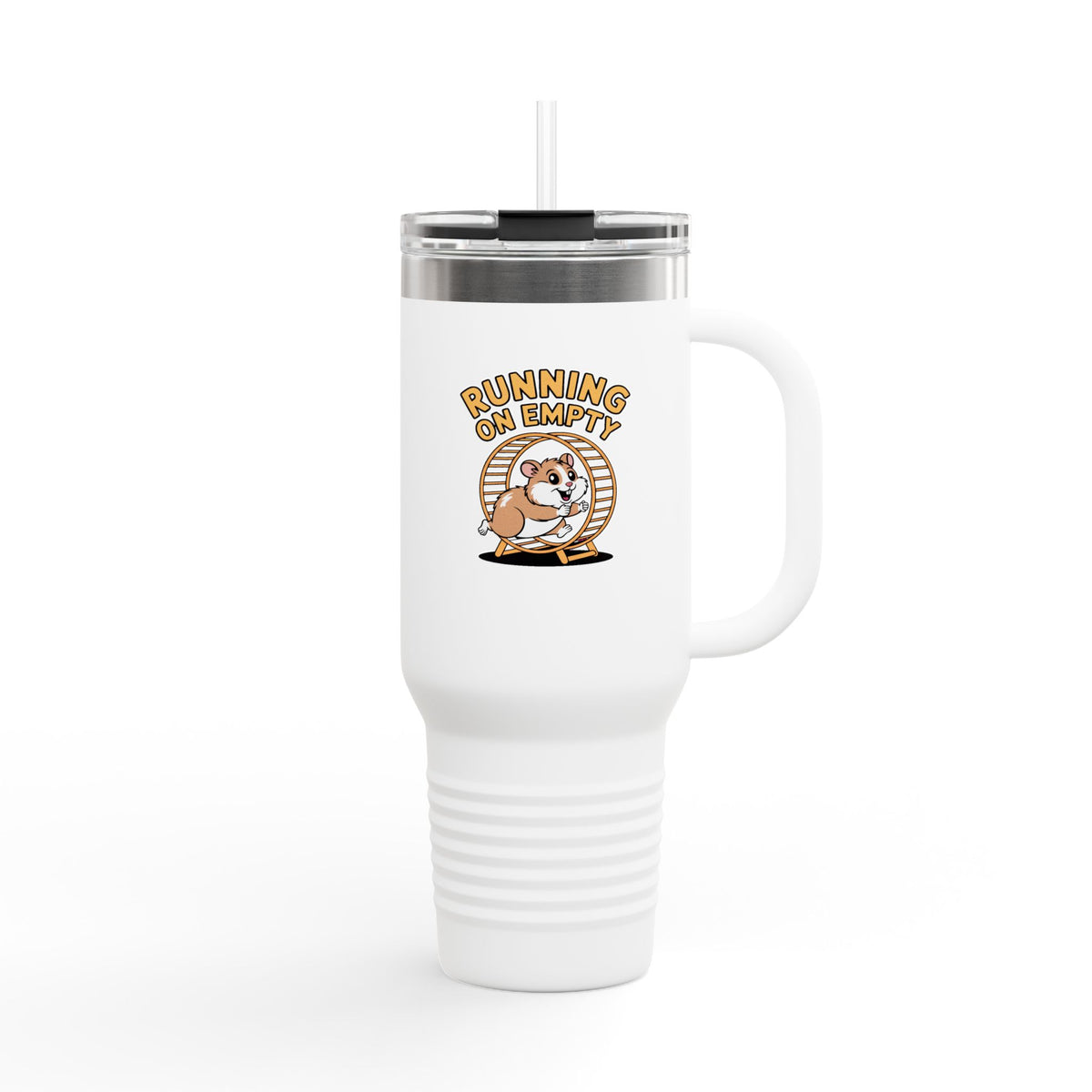 Running On Empty Hamster Tumbler, Funny Tired Hamster 40oz Travel Mug, Cute Exhausted Hamster Cup, Sarcastic Coffee Lover Gift