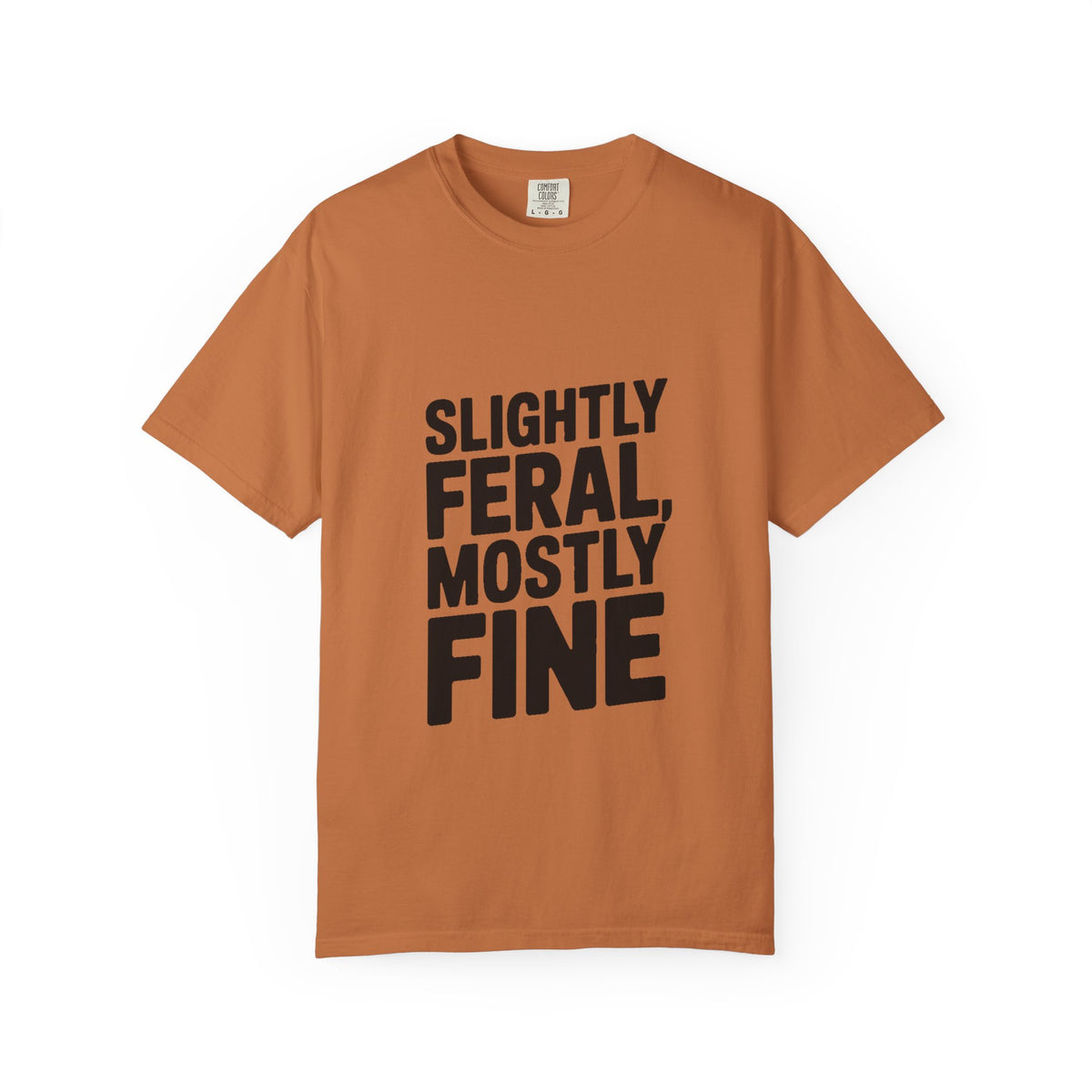 Slightly Feral Mostly Fine Shirt, Funny Sarcastic T-Shirt, Bold Minimalist Text Tee, Funny Gift for Friend