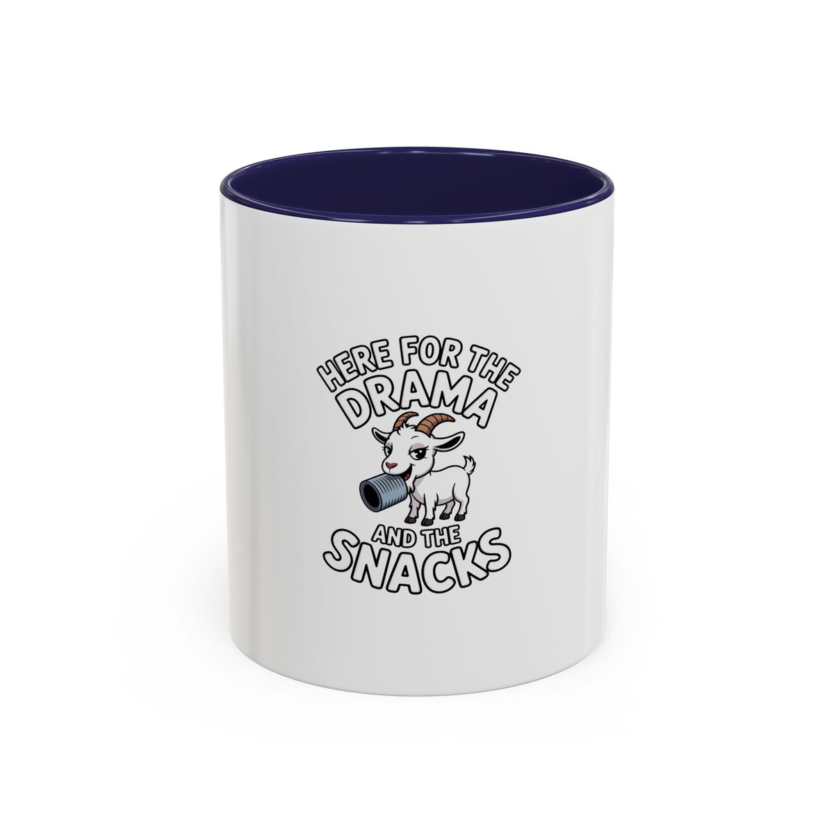 Funny Goat Mug, Here For The Drama And The Snacks Coffee Mug, Cute Goat Lover Gift, Sarcastic Farm Animal Mug, Funny Coffee Cup