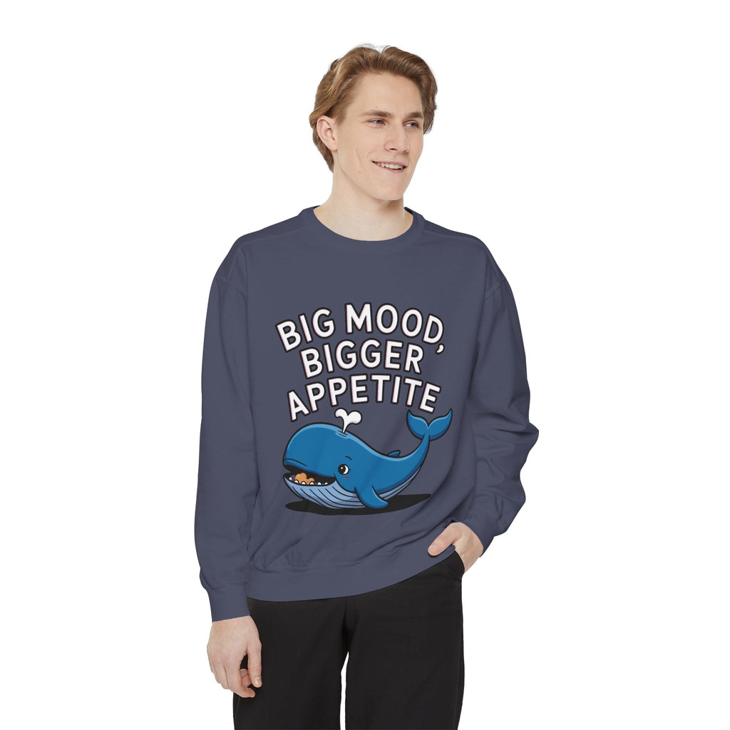 Big Mood Whale Sweatshirt, Funny Whale Snack Crewneck, Cute Cartoon Whale Lover Gift, Big Appetite Sweatshirt