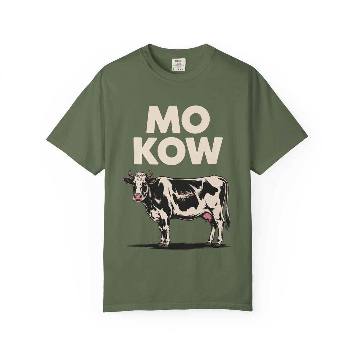 Mo Kow Funny Cow Shirt, Absurd Meme T-Shirt, Deadpan Farm Animal Tee, Weird Cow Lover Gift, Funny Misspelled Label Shirt