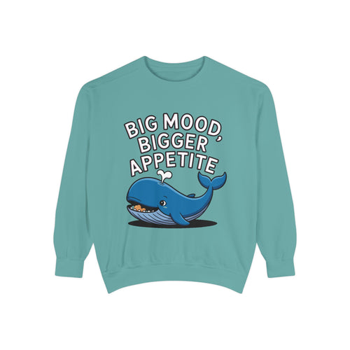 Big Mood Whale Sweatshirt, Funny Whale Snack Crewneck, Cute Cartoon Whale Lover Gift, Big Appetite Sweatshirt