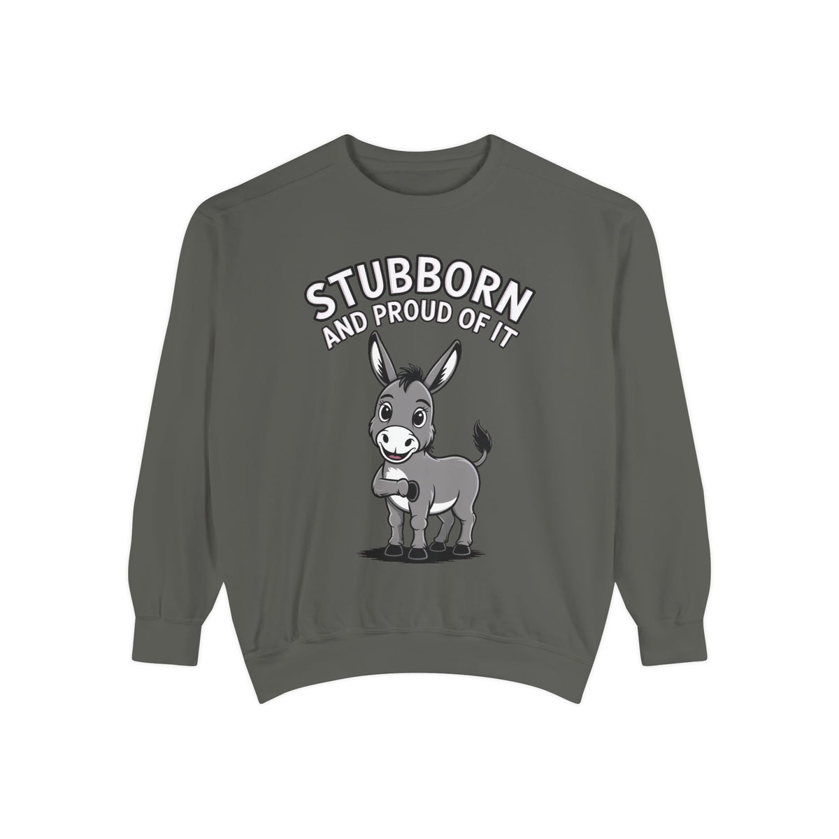 Stubborn Donkey Sweatshirt, Funny Donkey Crewneck, Stubborn And Proud Of It Shirt, Cute Farm Animal Gift, Embroidered Style Sweater
