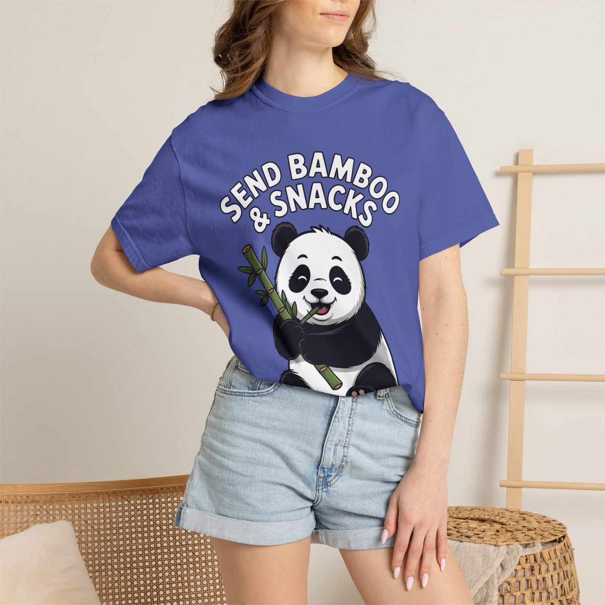 Send Bamboo Panda Shirt, Funny Panda T-Shirt, Cute Bamboo Snacks Tee, Panda Lover Gift, Cartoon Panda Graphic Shirt