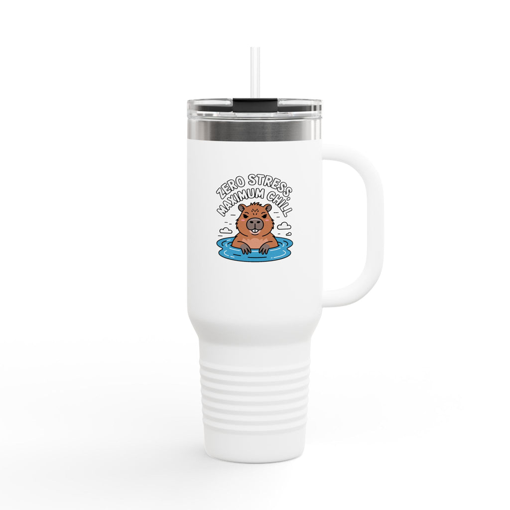 Zero Stress Capybara Travel Mug, Funny Capybara 40oz Tumbler, Hot Spring Chill Cup, Cute Animal Lover Gift, Zero Stress Maximum Chill