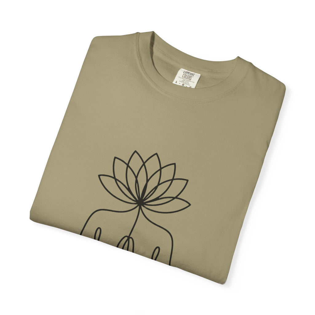 Lotus Flower Line Art Shirt, Minimalist Yoga T-Shirt, Breathe Meditation Tee, Continuous Line Lotus Tattoo Style Gift