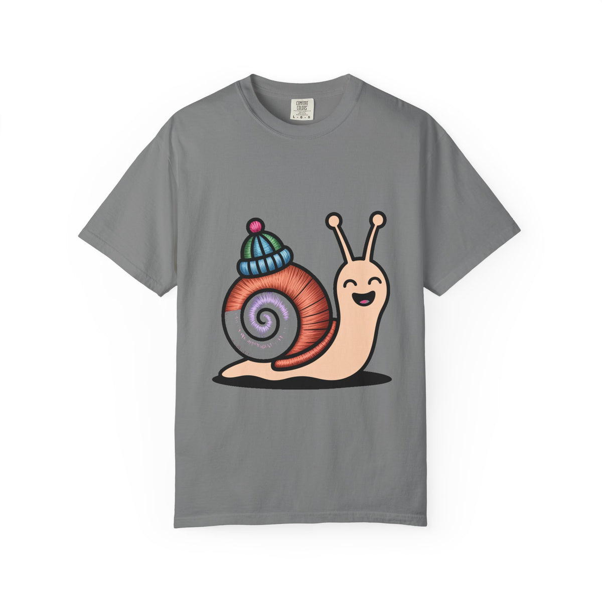 Cute Snail With Tiny Hat T-Shirt, Funny Cottagecore Snail Shirt, Cartoon Snail Lover Gift, Garment-Dyed Unisex Tee