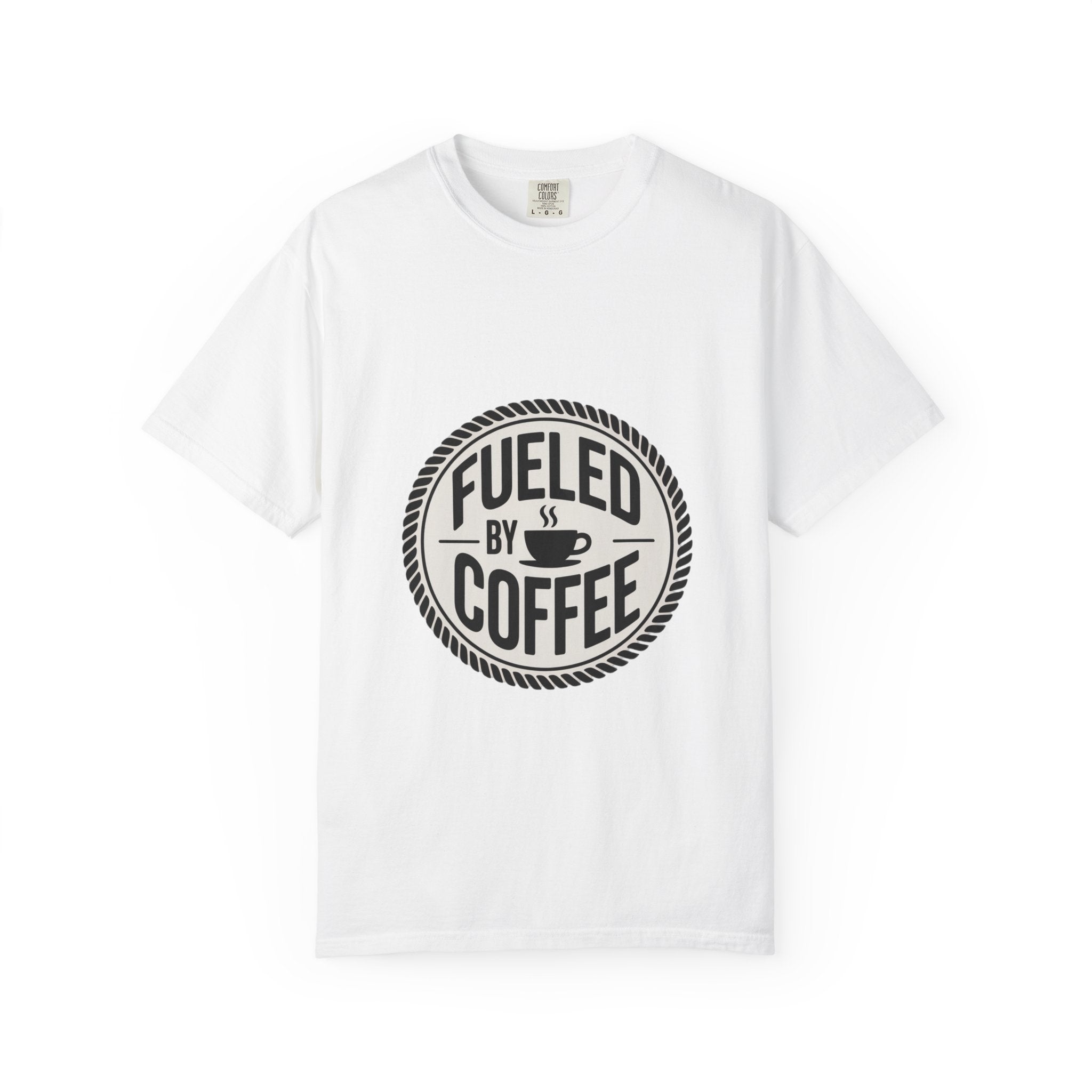 Fueled By Coffee Badge Shirt, Vintage Coffee Lover T-Shirt, Retro Coffee Stamp Logo Tee, Funny Coffee Addict Gift