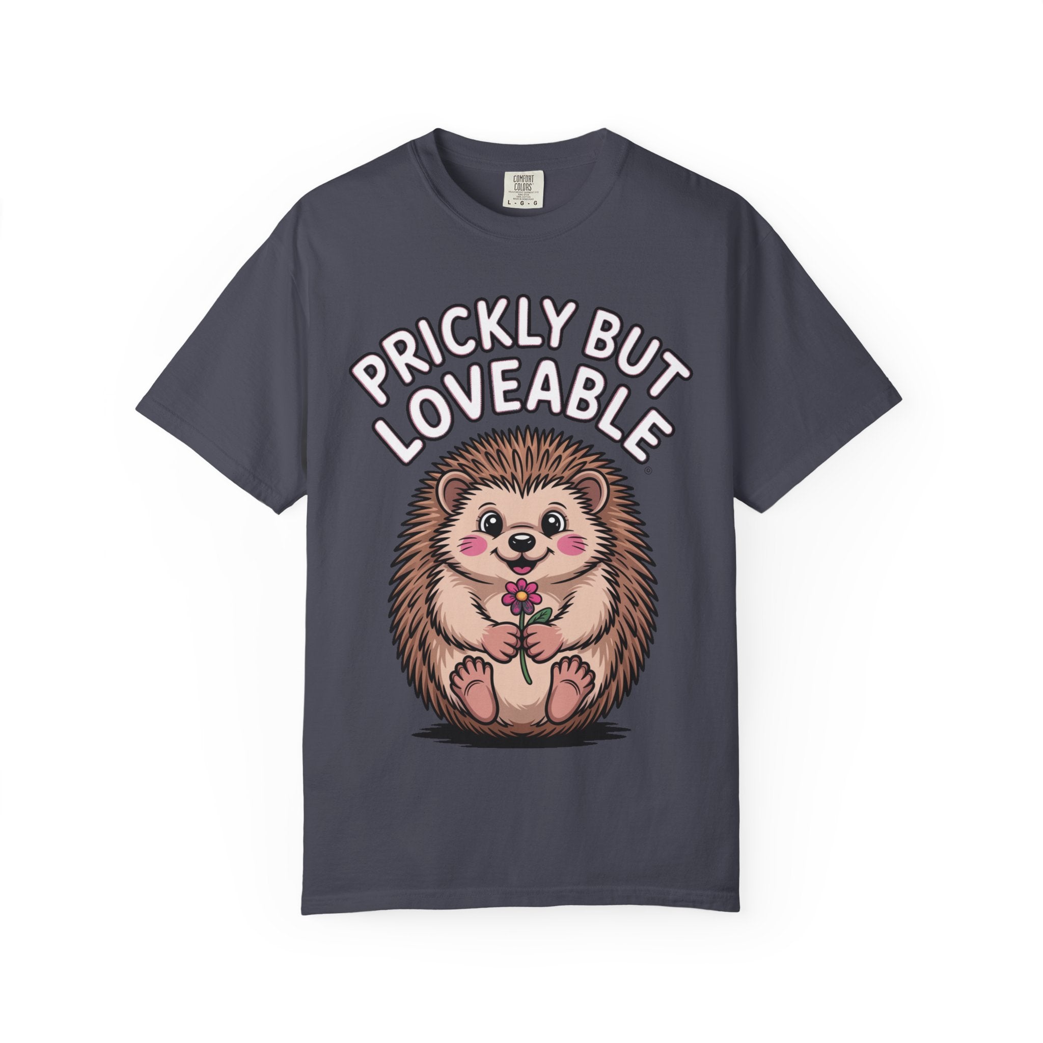 Prickly But Loveable Hedgehog Shirt, Cute Cartoon Hedgehog T-Shirt, Funny Animal Lover Gift, Flower Hedgehog Tee