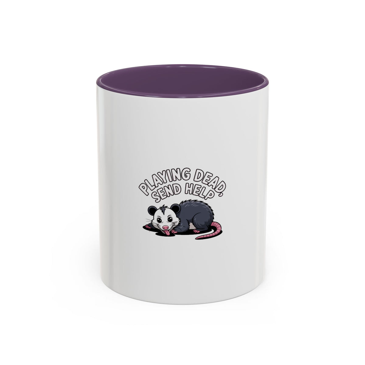 Funny Opossum Mug, Playing Dead Send Help Coffee Mug, Cute Cartoon Possum Gift, Sarcastic Animal Lover Mug