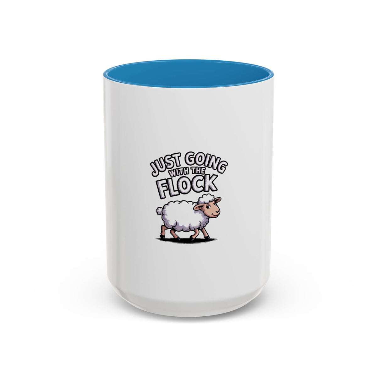 Funny Sheep Mug, Going With The Flock Coffee Mug, Cute Cartoon Sheep Gift, Sarcastic Farm Animal Mug, Funny Coworker Gift Cup