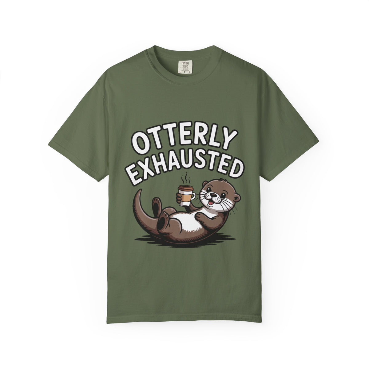 Otterly Exhausted Shirt, Funny Otter Coffee T-Shirt, Cute Otter Lover Gift, Sarcastic Coffee Lover Tee