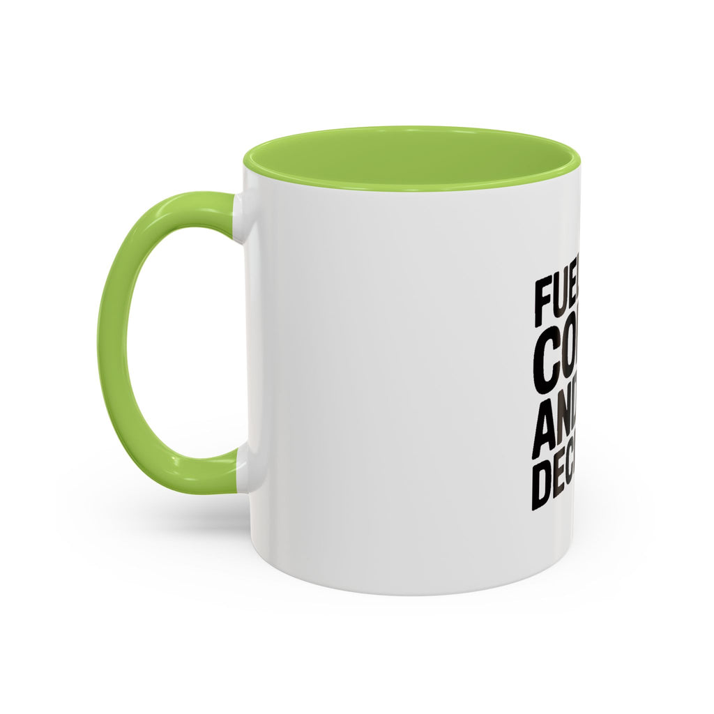 Fueled By Coffee And Bad Decisions Mug, Funny Sarcastic Coffee Cup, Bold Typography Mug, Coworker Gift, Sarcastic Coffee Lover Gift