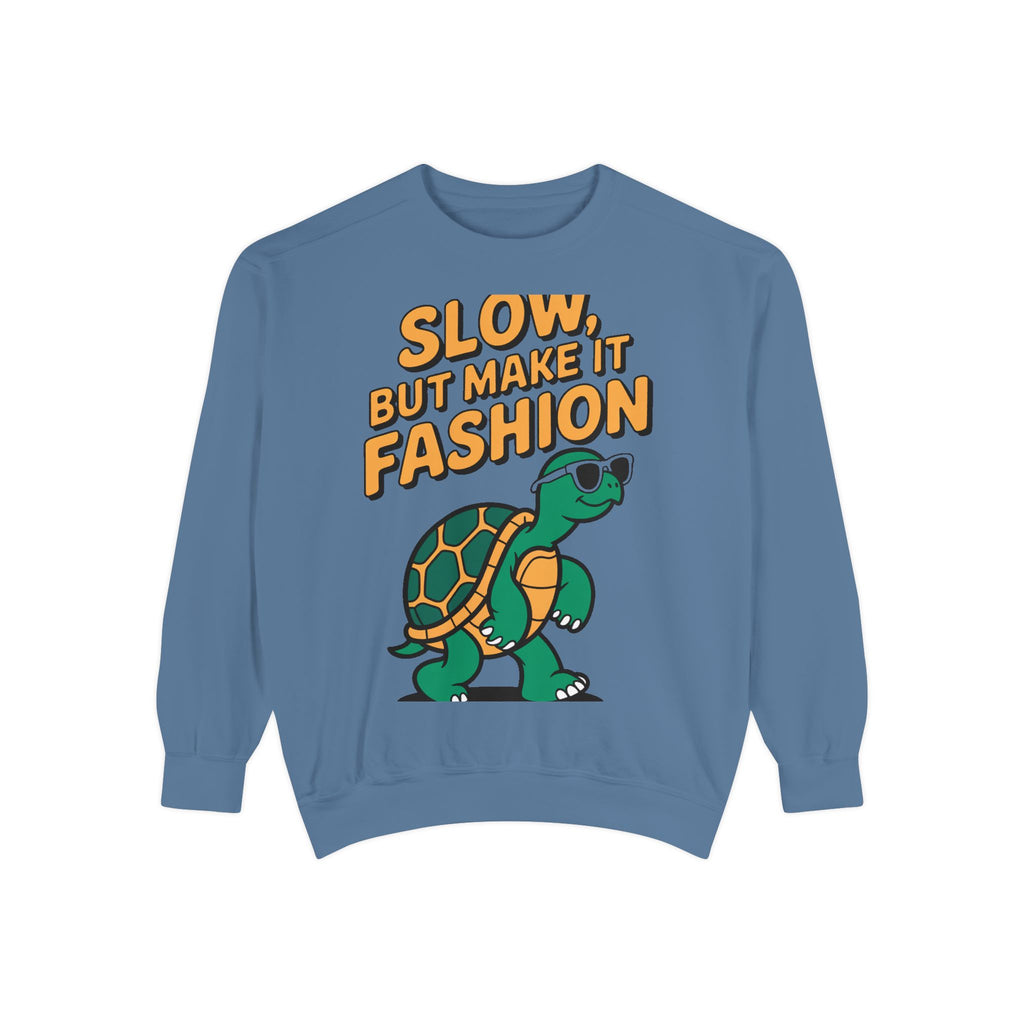 Funny Turtle Sweatshirt, Slow But Make It Fashion Crewneck, Cute Sunglasses Turtle Sweater, Retro Turtle Lover Gift