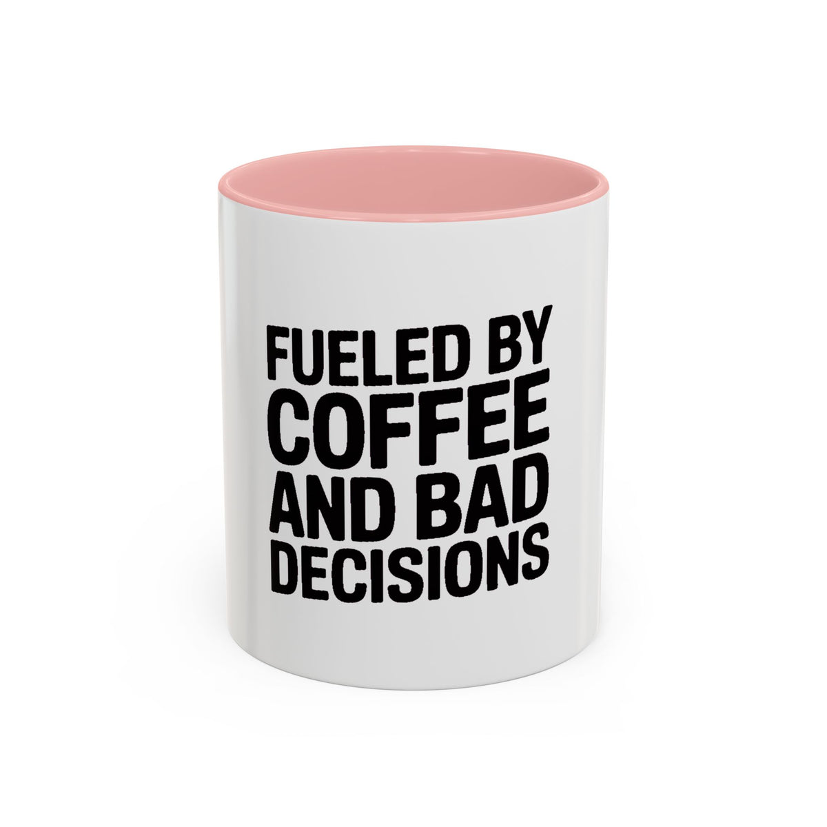 Fueled By Coffee And Bad Decisions Mug, Funny Sarcastic Coffee Cup, Bold Typography Mug, Coworker Gift, Sarcastic Coffee Lover Gift
