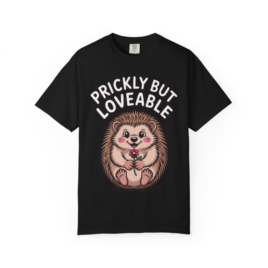 Prickly But Loveable Hedgehog Shirt, Cute Cartoon Hedgehog T-Shirt, Funny Animal Lover Gift, Flower Hedgehog Tee