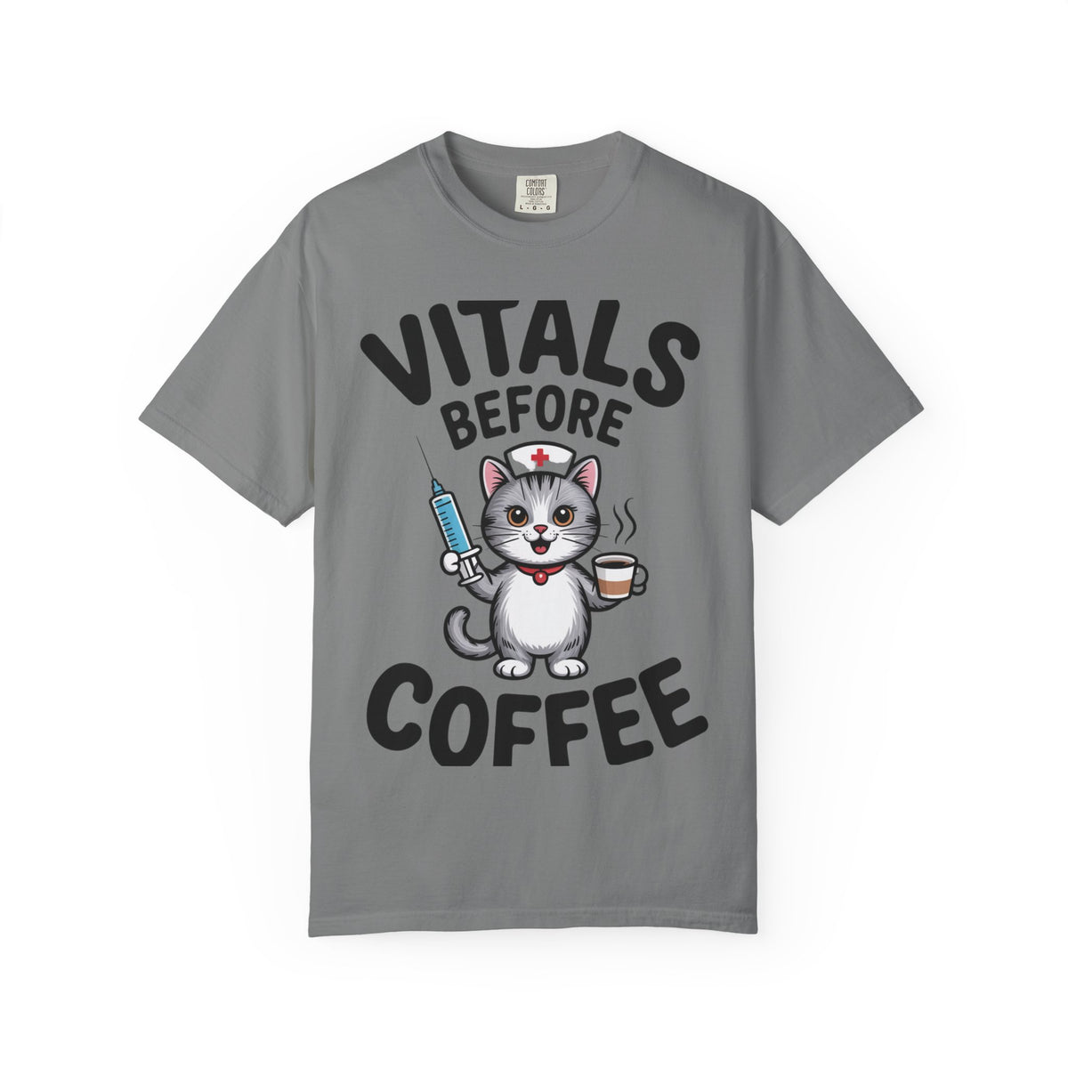 Vitals Before Coffee Nurse Shirt, Funny Nurse Cat T-Shirt, Cute Nurse Gift, Nursing Student Shirt, RN Coffee Lover Tee