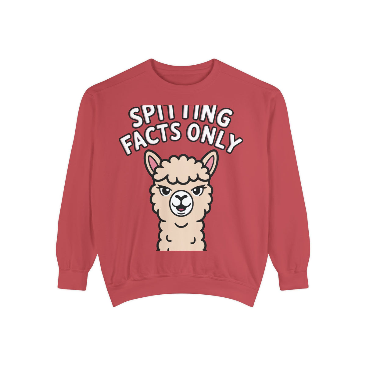 Alpaca Spitting Facts Sweatshirt, Funny Sassy Alpaca Crewneck, Cute Embroidered-Style Animal Sweatshirt, Alpaca Lover Gift