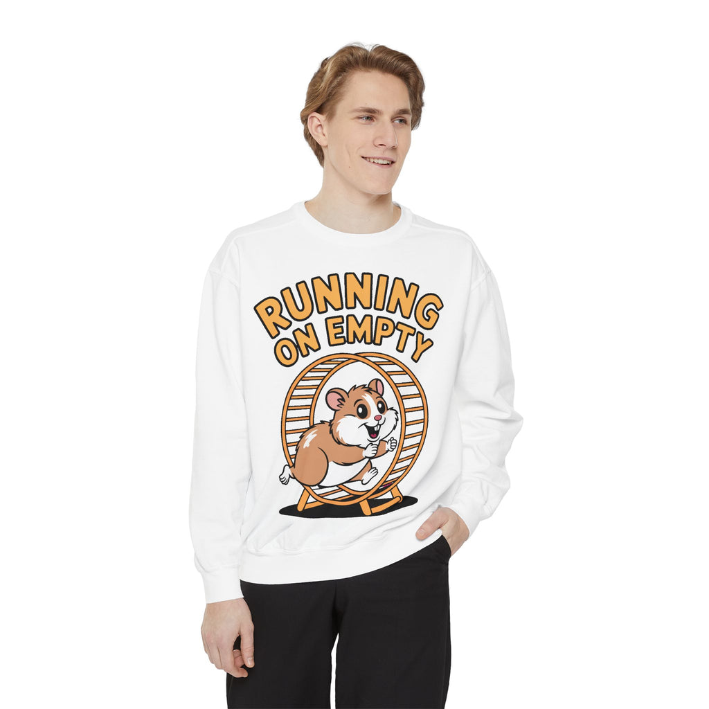 Running On Empty Hamster Sweatshirt, Funny Tired Hamster Crewneck, Cute Exhausted Wheel Shirt, Burnout Gift for Tired Mom Dad