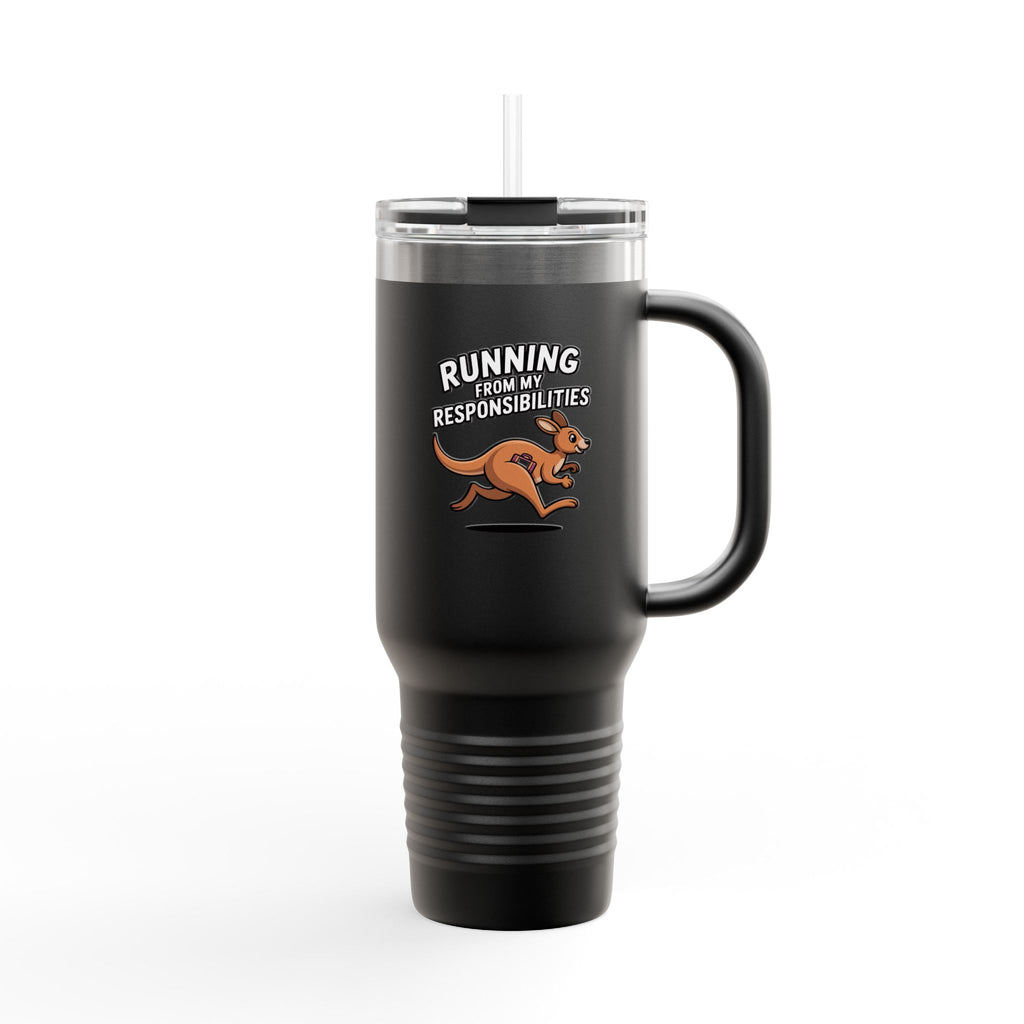 Funny Kangaroo Travel Mug, Running From My Responsibilities Tumbler, Adulting Humor Gift, Cute Kangaroo Coffee Cup for Her