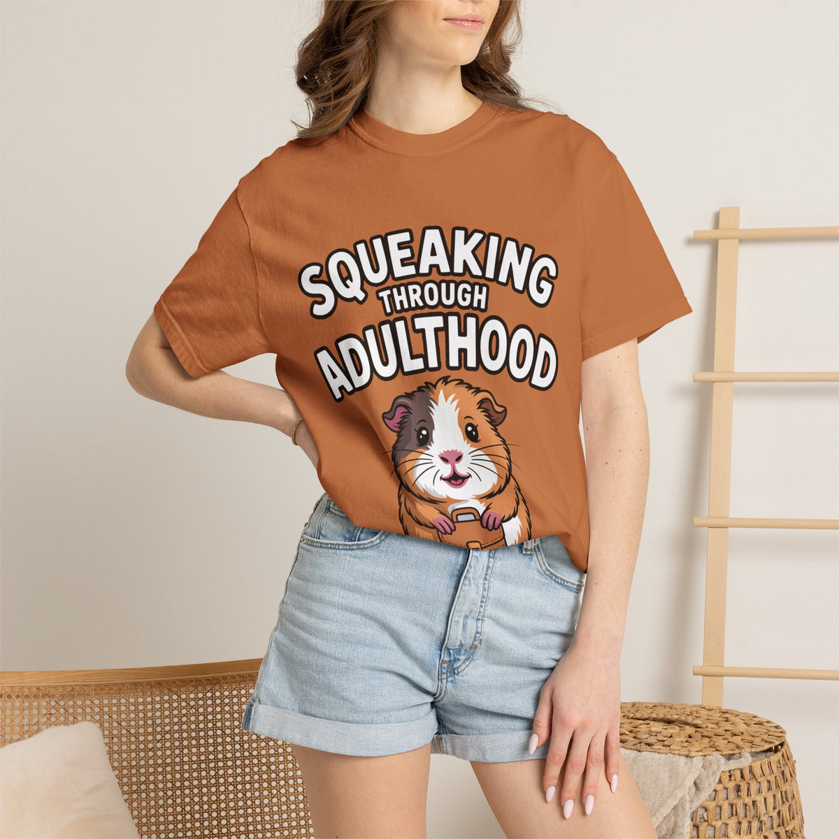 Guinea Pig Squeaking Through Adulthood Shirt, Funny Guinea Pig T-Shirt, Adulting Humor Tee, Cute Guinea Pig Lover Gift