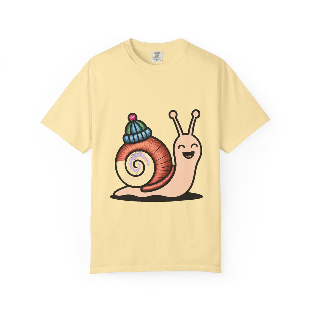 Cute Snail With Tiny Hat T-Shirt, Funny Cottagecore Snail Shirt, Cartoon Snail Lover Gift, Garment-Dyed Unisex Tee