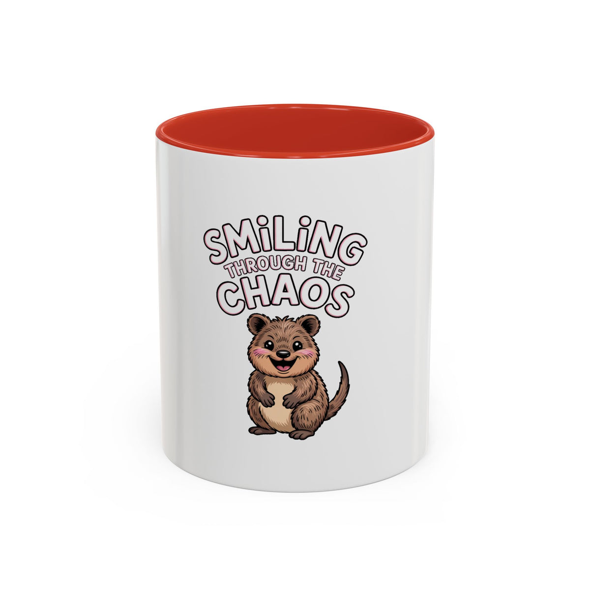 Smiling Through The Chaos Quokka Mug, Funny Cute Quokka Coffee Cup, Positive Vibes Mug, Chaotic Mom Life Gift, Cute Animal Lover Mug