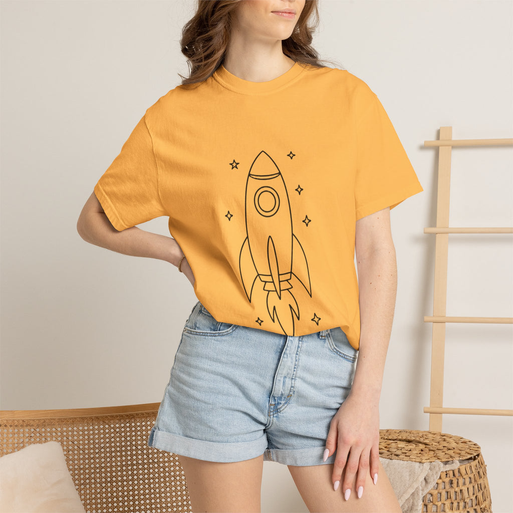Rocket Ship Line Art Shirt, Minimalist Chase The Stars T-Shirt, Single Line Space Tee, Cute Rocket Tattoo Style Shirt Gift