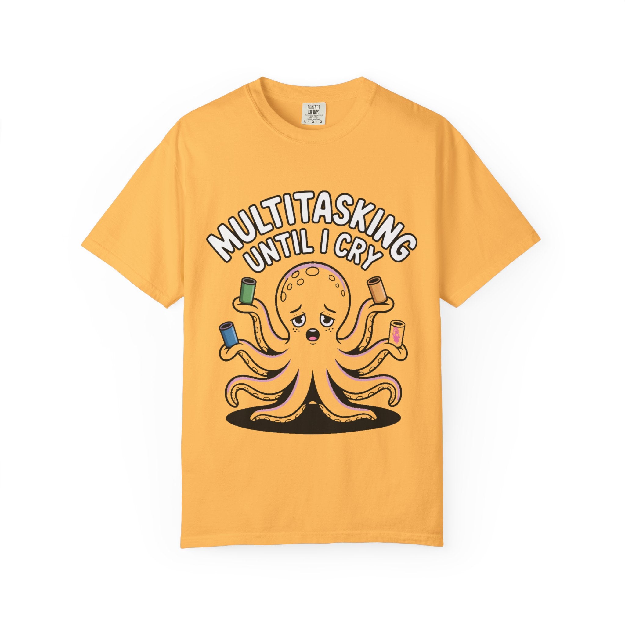 Multitasking Octopus Shirt, Funny Stressed Octopus T-Shirt, Multitasking Until I Cry Tee, Cute Cartoon Octopus Gift