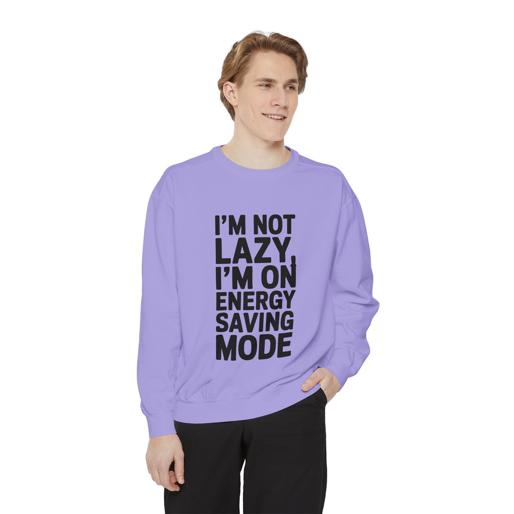 I'm Not Lazy I'm On Energy Saving Mode Sweatshirt, Funny Embroidered Crewneck, Sarcastic Quote Sweatshirt, Lazy Day Gift
