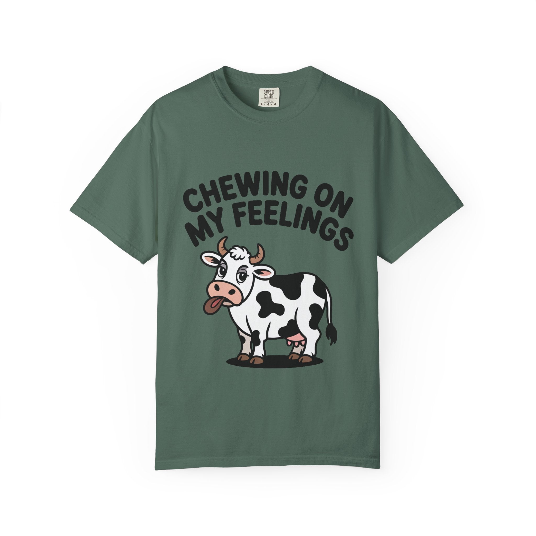 Chewing On My Feelings Cow Shirt, Funny Cow T-Shirt, Cute Cartoon Cow Tee, Sarcastic Farm Animal Gift, Mental Health Humor Shirt