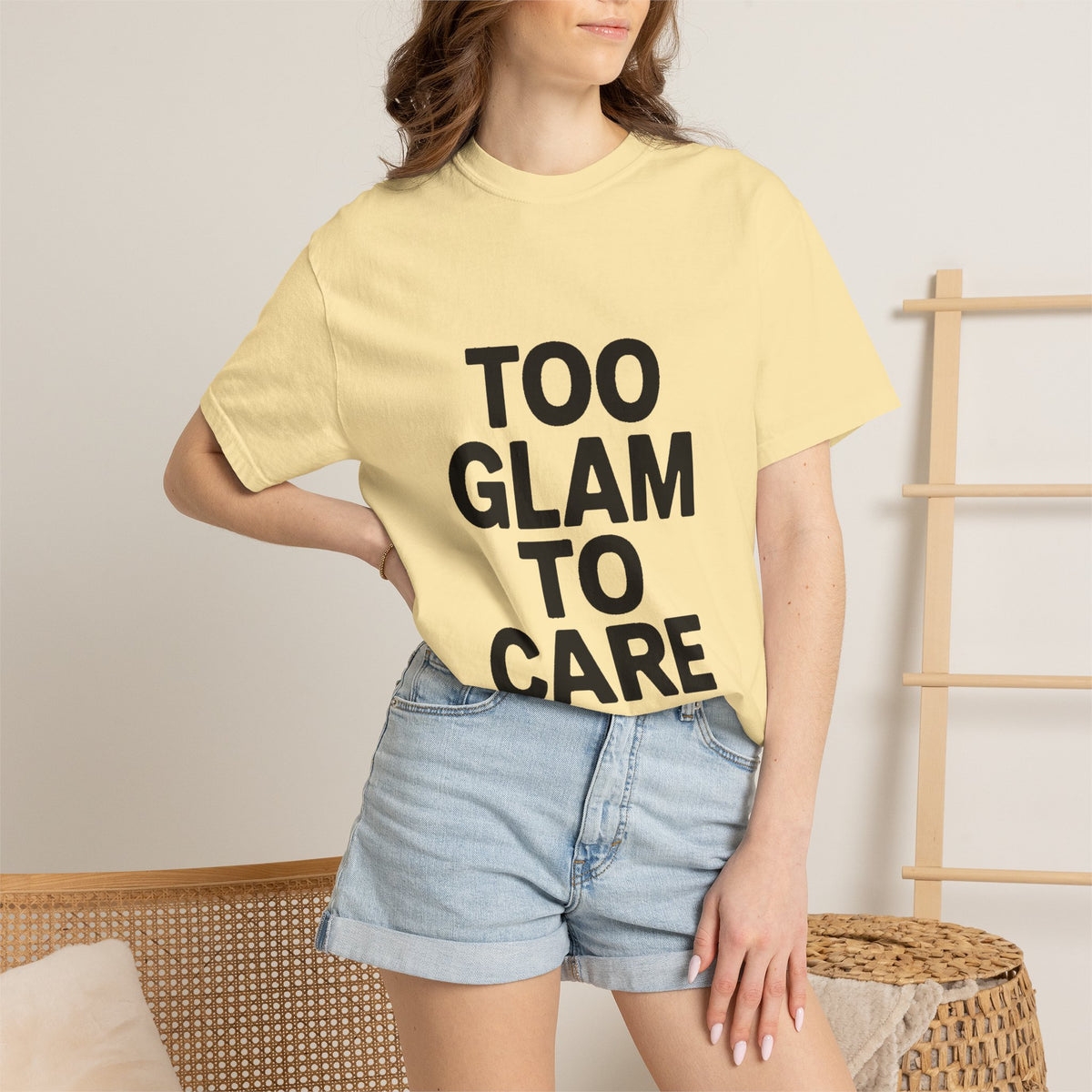 Too Glam To Care Shirt, Bold Typography T-Shirt, Sassy Quote Tee, Minimalist Statement Shirt, Trendy Gift for Her