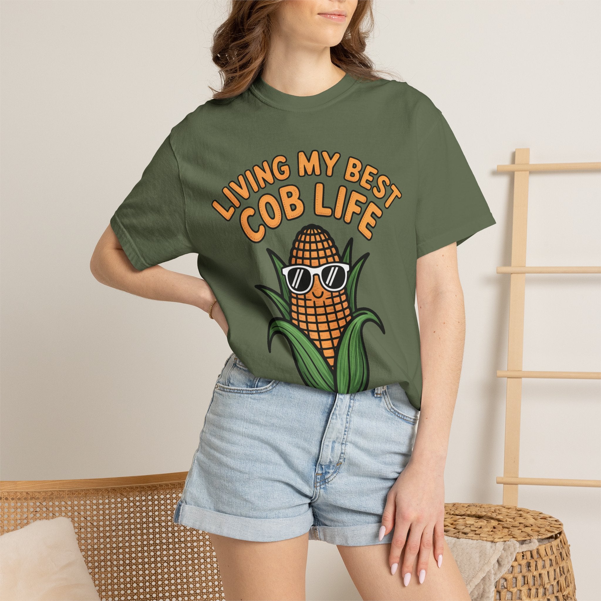 Funny Corn Shirt, Living My Best Cob Life T-Shirt, Cute Corn Sunglasses Tee, Vegetable Lover Gift, Funny Food Shirt