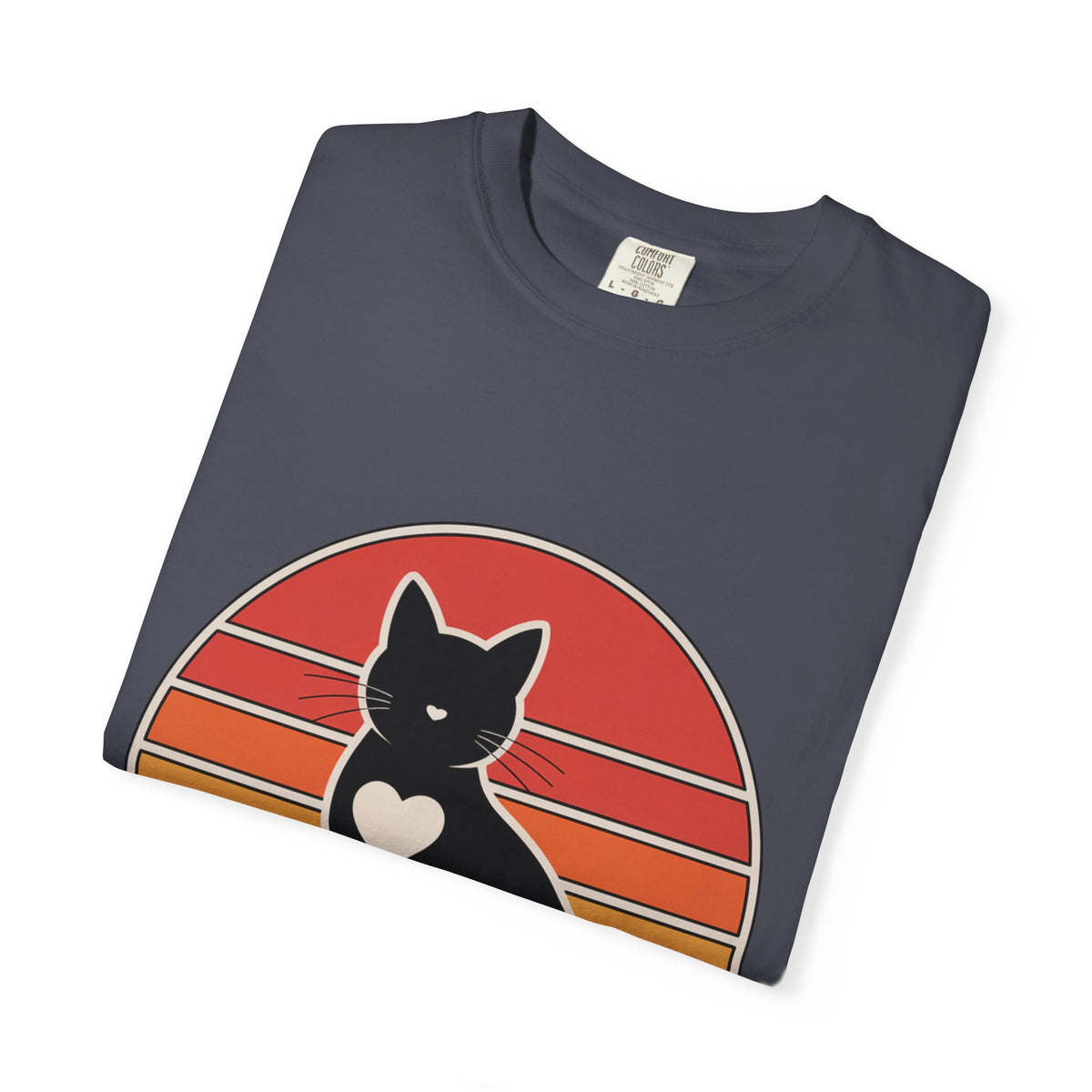 Cat Mom Sunset Badge Shirt, Retro Vintage Cat Lover T-Shirt, Minimalist Circular Badge Tee, Cute Cat Mom Gift
