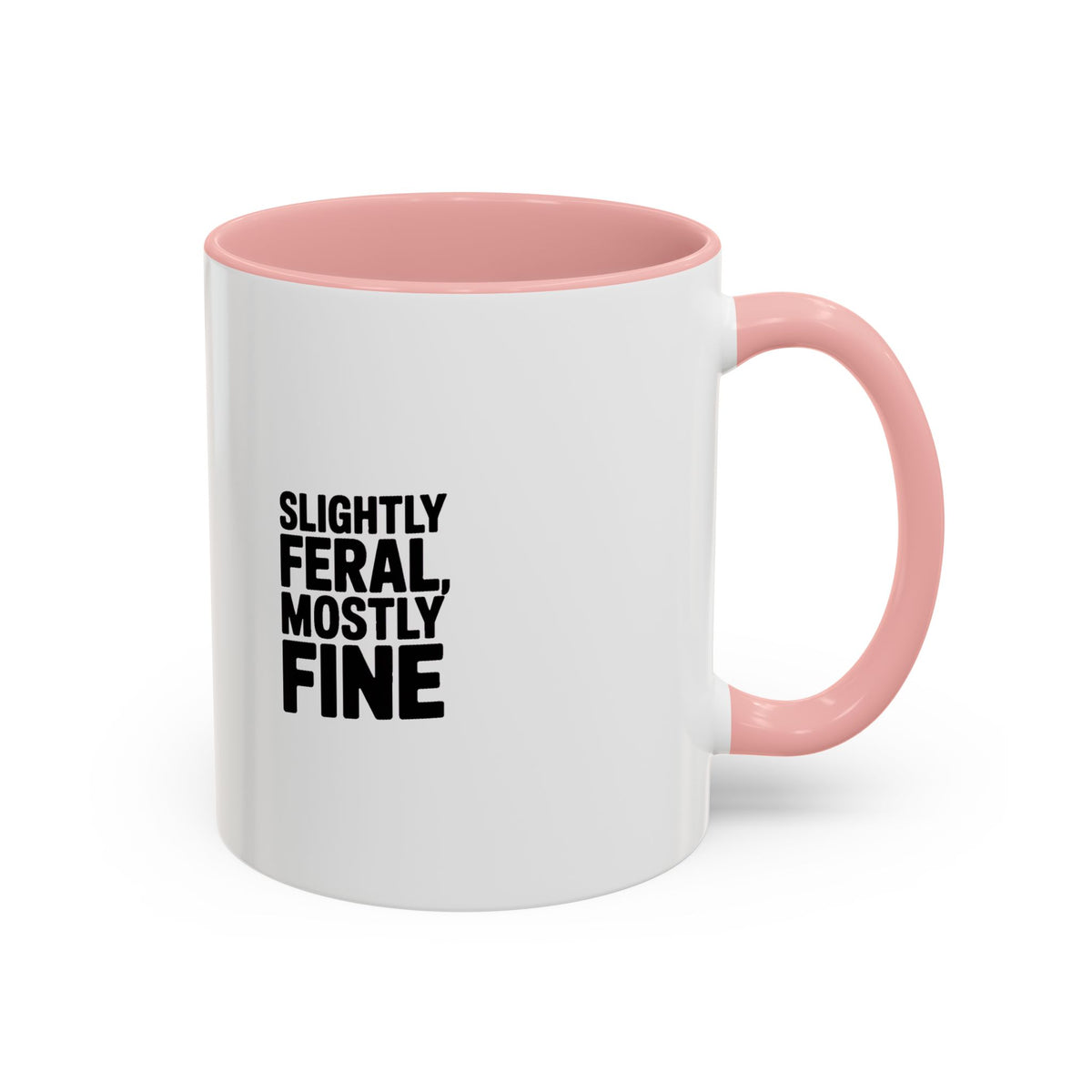 Slightly Feral Mostly Fine Mug, Funny Sarcastic Coffee Mug, Bold Typography Mug, Funny Gift for Her Him, Sarcastic Coffee Cup
