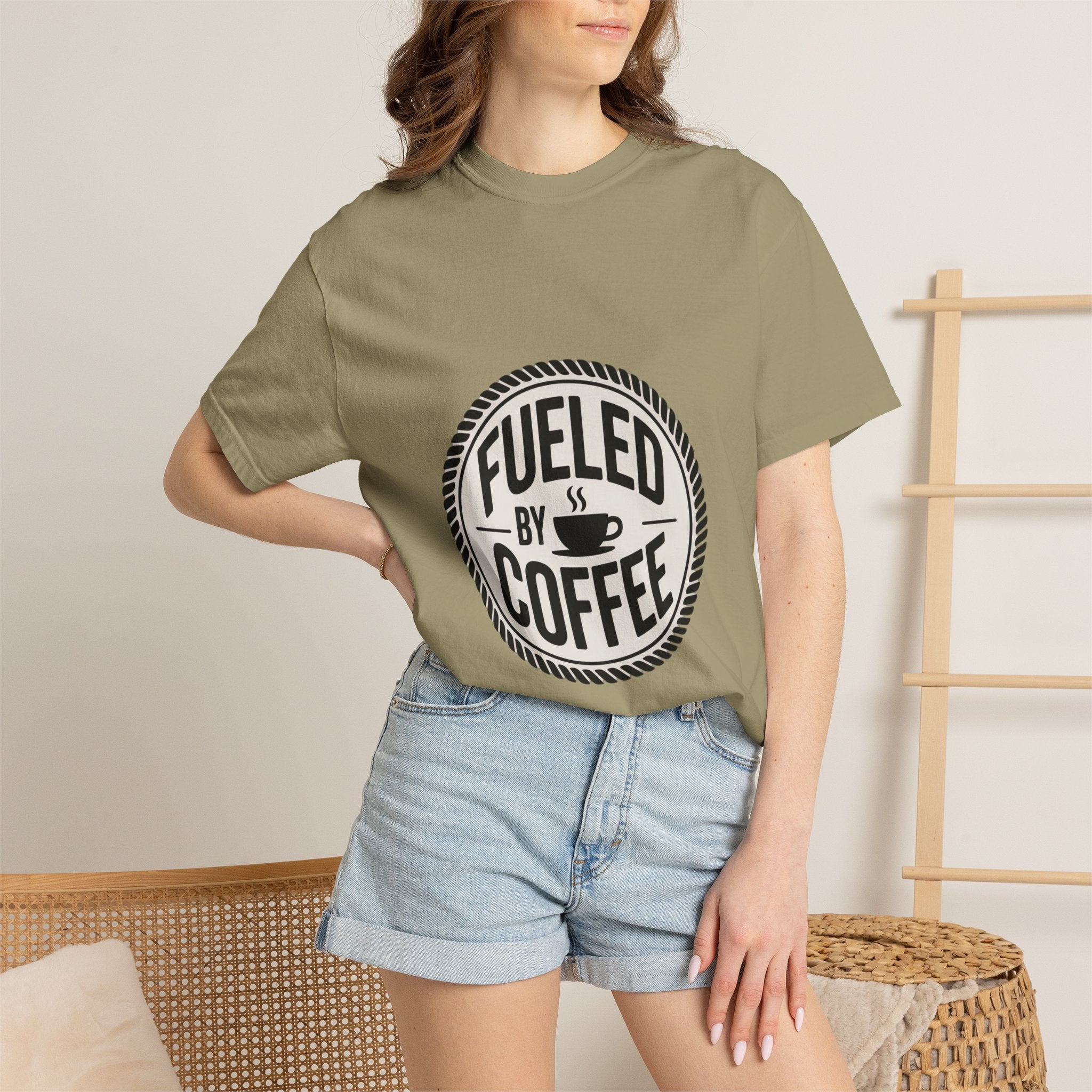 Fueled By Coffee Badge Shirt, Vintage Coffee Lover T-Shirt, Retro Coffee Stamp Logo Tee, Funny Coffee Addict Gift