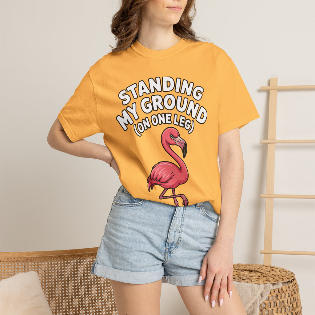 Standing My Ground Flamingo Shirt, Funny One Leg Flamingo T-Shirt, Sassy Bird Lover Gift, Cute Cartoon Flamingo Tee
