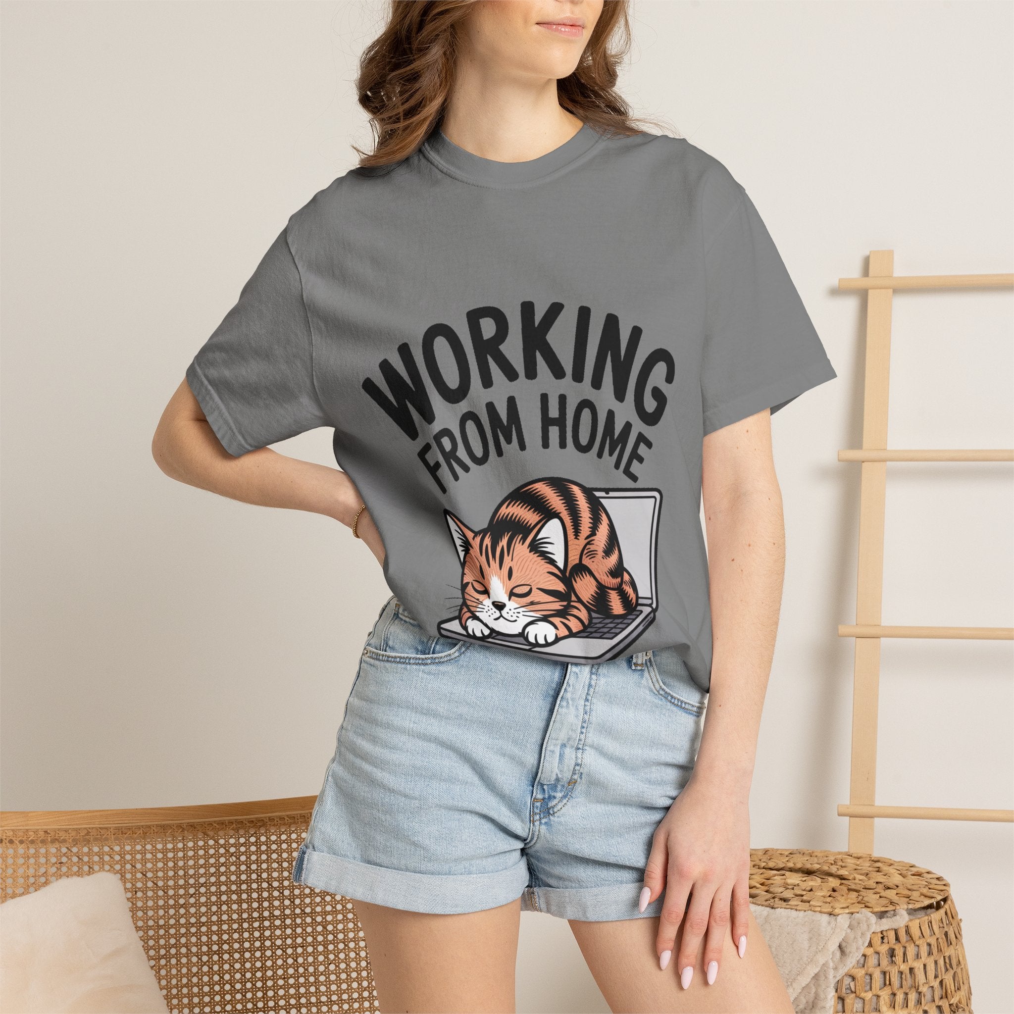 Working From Home Cat Shirt, Funny Cat Lover T-Shirt, Cute Cat Keyboard Tee, Remote Work Gift, WFH Cat Lover Graphic Shirt