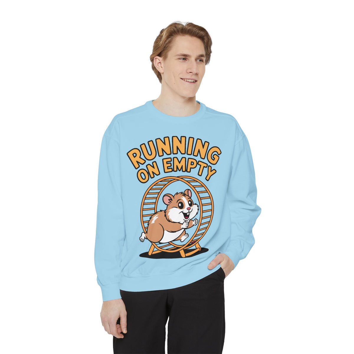 Running On Empty Hamster Sweatshirt, Funny Tired Hamster Crewneck, Cute Exhausted Wheel Shirt, Burnout Gift for Tired Mom Dad