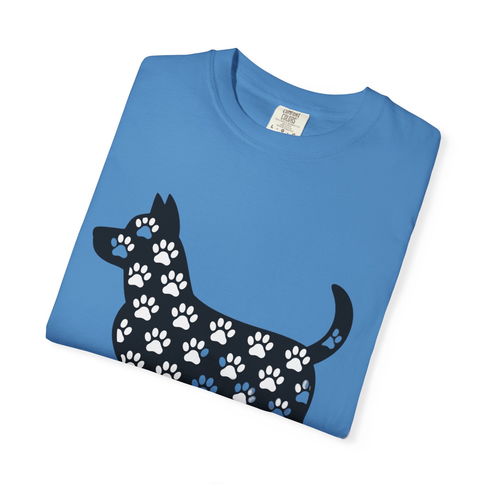 Puppy Love Dog Shirt, Cute Dog Silhouette T-Shirt, Paw Print Pattern Tee, Dog Lover Gift, Minimalist Dog Mom Shirt