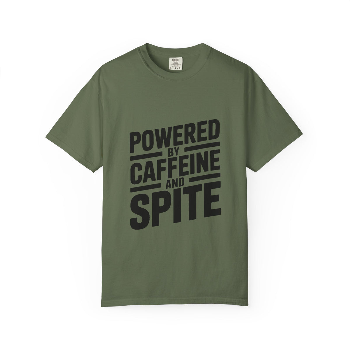 Powered By Caffeine And Spite Shirt, Funny Sarcastic Coffee T-Shirt, Bold Typography Tee, Sarcastic Gift for Coworker
