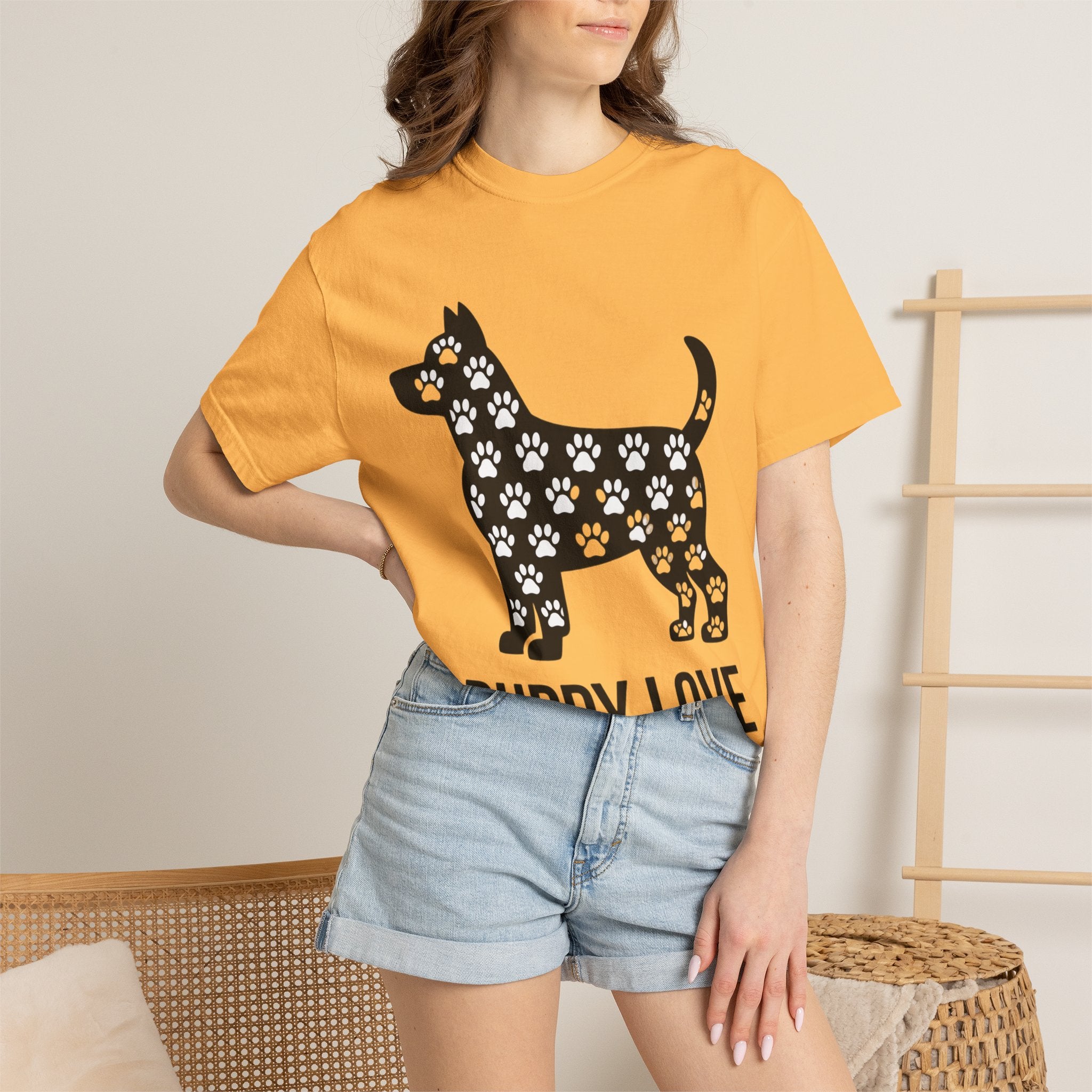 Puppy Love Dog Shirt, Cute Dog Silhouette T-Shirt, Paw Print Pattern Tee, Dog Lover Gift, Minimalist Dog Mom Shirt
