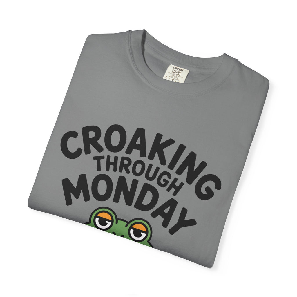 Croaking Through Monday Shirt, Funny Frog Coffee T-Shirt, Cute Frog Lover Gift, Monday Mood Tee, Sarcastic Frog Shirt