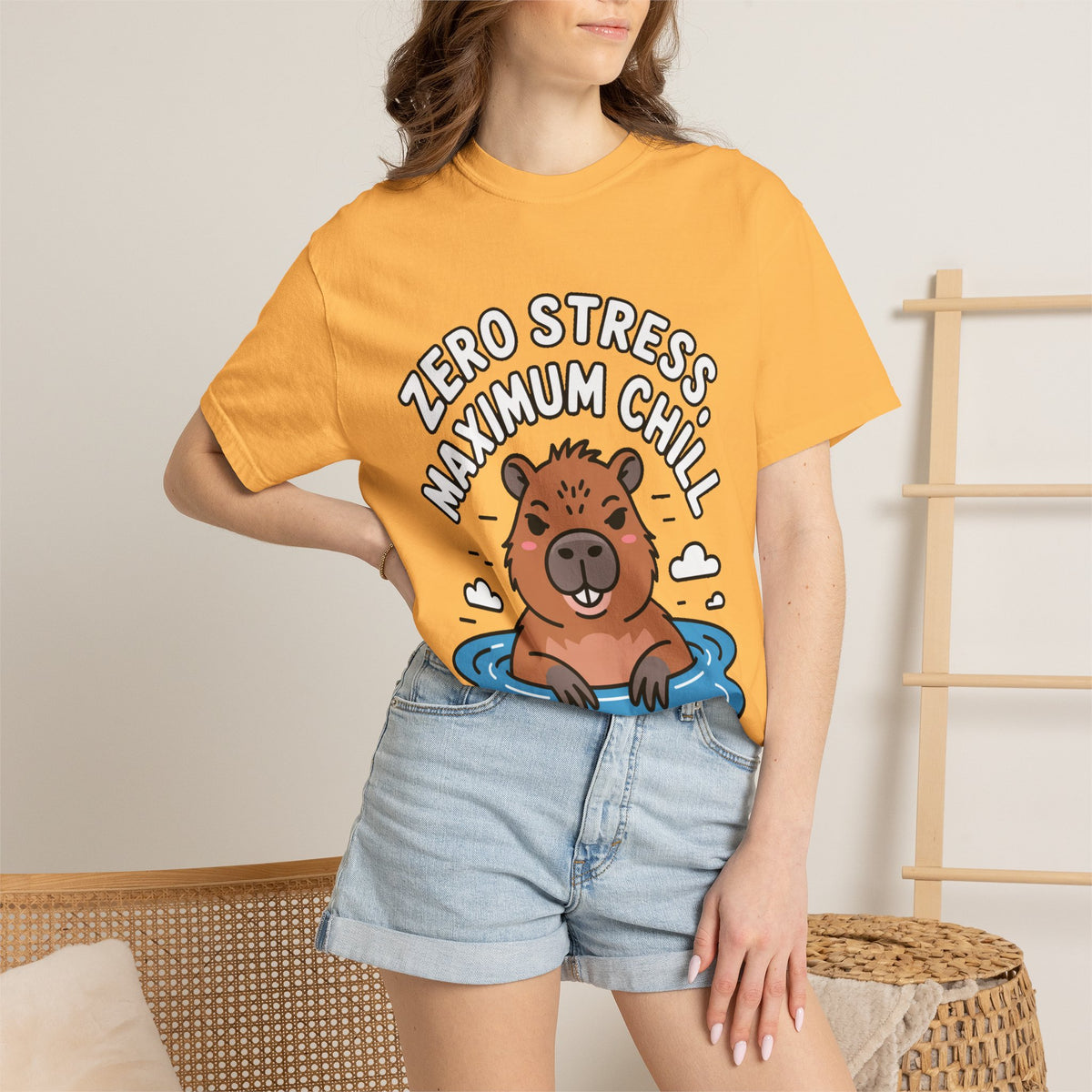 Zero Stress Capybara Shirt, Funny Hot Spring Capybara T-Shirt, Maximum Chill Tee, Cute Animal Lover Gift